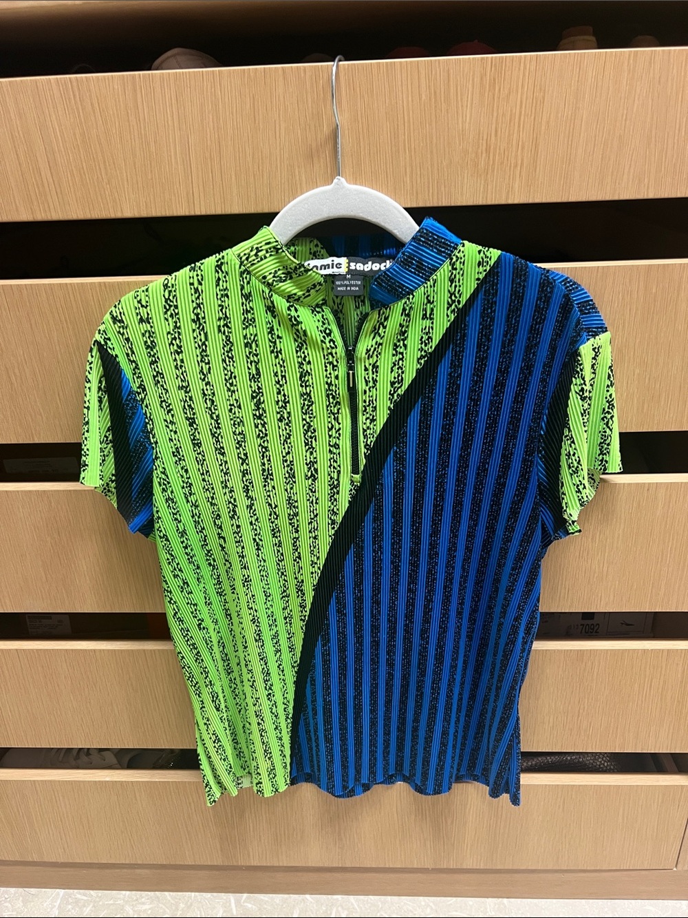 jamie sadock Neon Green & Blue Striped Short-Sleeve Top